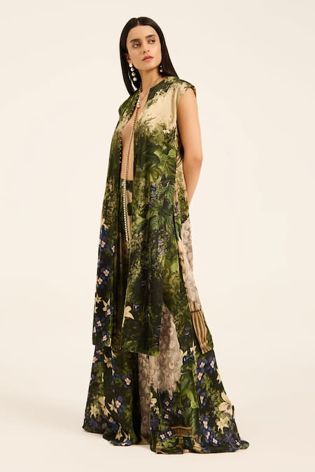 Ruhr India Multi Color Satin Beads Kujaku Jacket Set at Aza Fashions Ruhr India_Multi Color Satin Beads Kujaku Jacket Set _at_Aza_Fashions