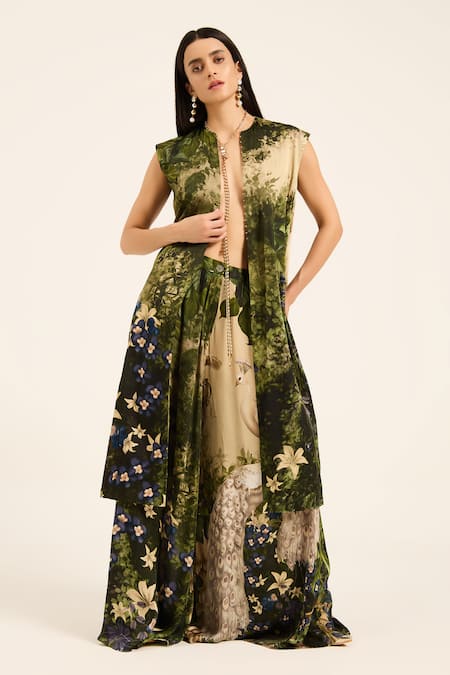 Ruhr India Multi Color Satin Beads Kujaku Jacket Set 