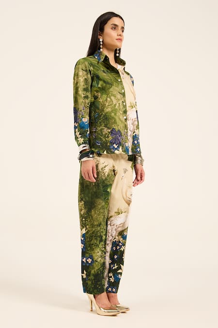 Buy Ruhr India Multi Color Cotton Satin Collared Floral Print Meera Coord Set Online at Aza Fashions Buy_Ruhr India_Multi Color Cotton Satin Collared Floral Print Meera Coord Set _Online_at_Aza_Fashions