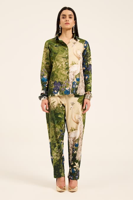 Ruhr India Multi Color Cotton Satin Collared Floral Print Meera Coord Set at Aza Fashions Ruhr India_Multi Color Cotton Satin Collared Floral Print Meera Coord Set _at_Aza_Fashions