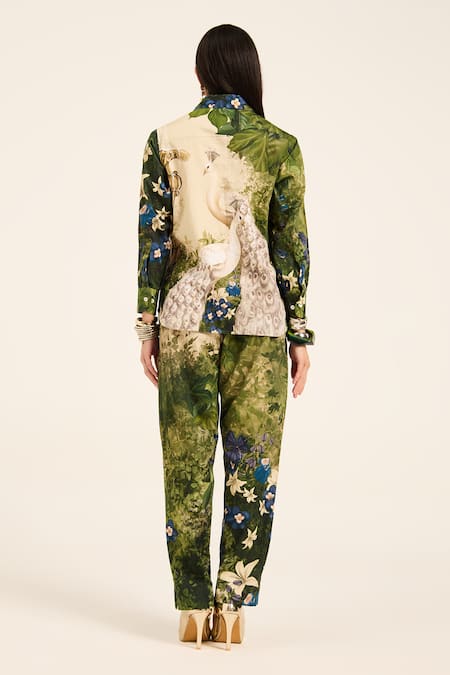 Shop Ruhr India Multi Color Cotton Satin Collared Floral Print Meera Coord Set at Aza Fashions Shop_Ruhr India_Multi Color Cotton Satin Collared Floral Print Meera Coord Set _at_Aza_Fashions