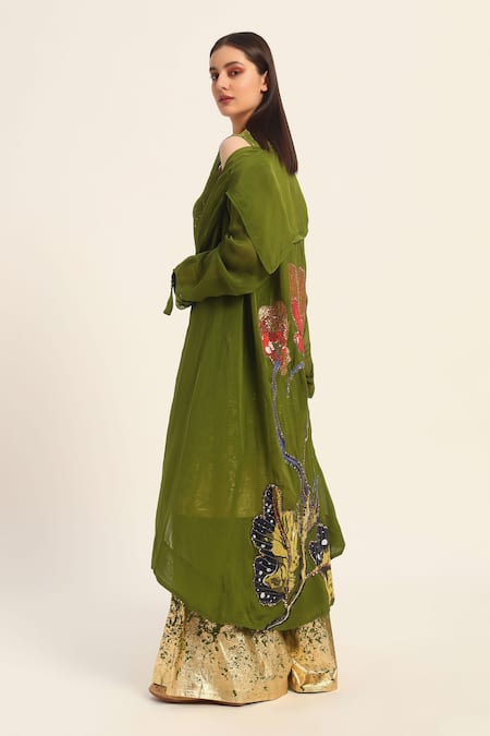 Ruhr India Green Organza Embroidery Alaya Jacket Online at Aza Fashions Ruhr India_Green Organza Embroidery Alaya Jacket _Online_at_Aza_Fashions
