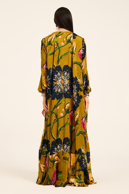 Ruhr India Floral Cape & Draped Skirt Set 