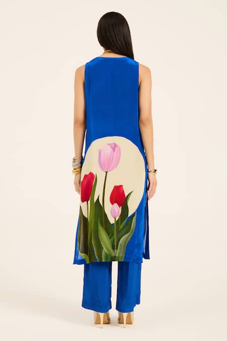 Ruhr India Ink Blue Laleh Kurta Set 