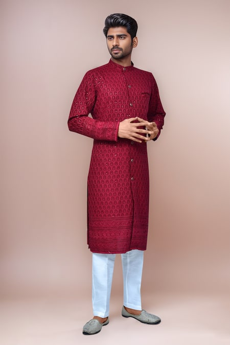 Samyukta Singhania Full Sleeve Embroidered Straight Kurta Set 