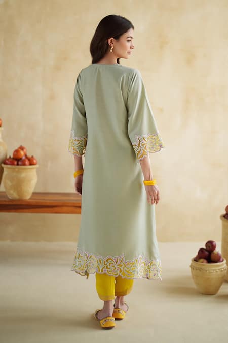 172 Threads Pistachio Kurta Set With Dupatta 
