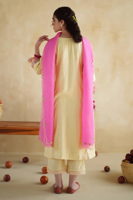 172 Threads Butter Yellow Kurta Set with Dupatta 