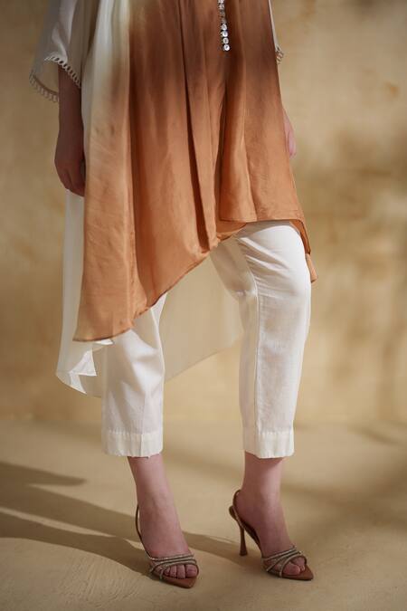 172 Threads_Off White Cotton Round Neck Amber Dusk Coord Set _Online_at_Aza_Fashions