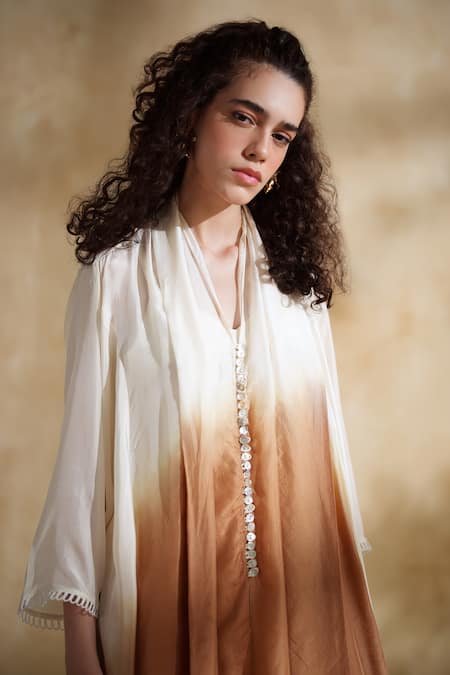 Shop_172 Threads_Off White Cotton Round Neck Amber Dusk Coord Set _Online_at_Aza_Fashions