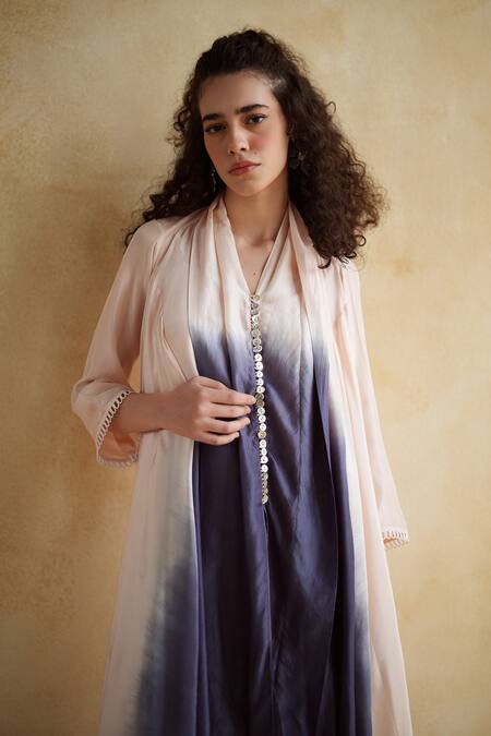 172 Threads_Blue Cotton Round Neck Lilac Haze Coord Set _Online_at_Aza_Fashions