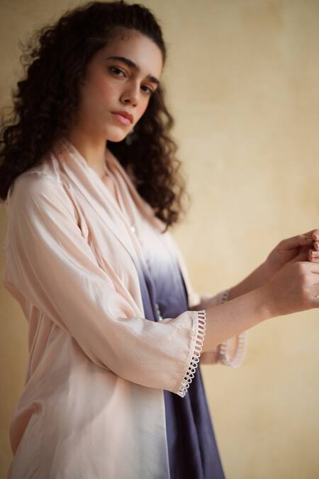 172 Threads_Blue Cotton Round Neck Lilac Haze Coord Set _at_Aza_Fashions