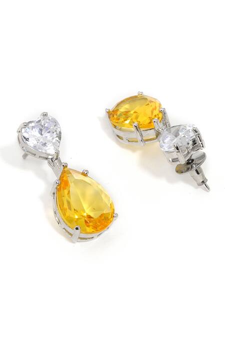 Buy Ruby Raang Yellow Stones Heart Shaped Earrings Online at Aza Fashions Buy_Ruby Raang_Yellow Stones Heart Shaped Earrings _Online_at_Aza_Fashions