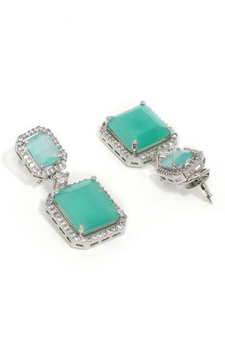 Buy Ruby Raang Green Crystals Doublet Earrings Online at Aza Fashions Buy_Ruby Raang_Green Crystals Doublet Earrings _Online_at_Aza_Fashions