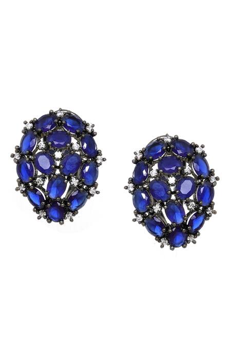 Buy Ruby Raang Blue Stones Designer Studs Online at Aza Fashions Buy_Ruby Raang_Blue Stones Designer Studs _Online_at_Aza_Fashions