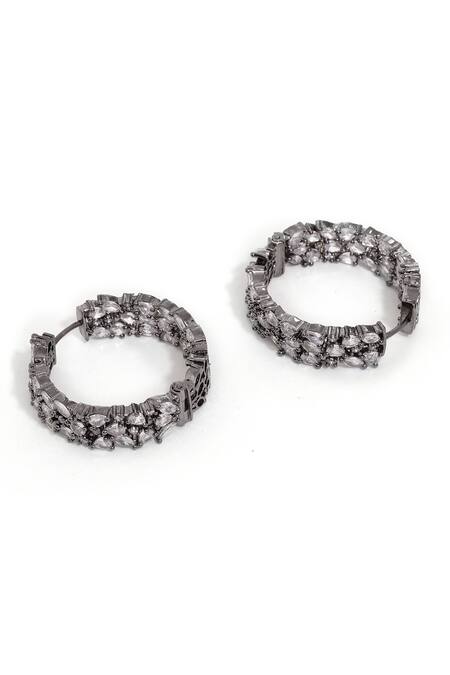 Ruby Raang Silver Plated Crystals Loops Earring Online at Aza Fashions Ruby Raang_Silver Plated Crystals Loops Earring _Online_at_Aza_Fashions
