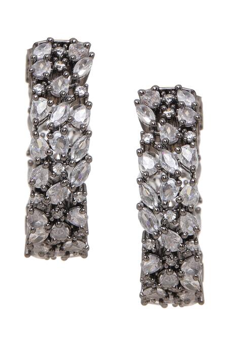 Buy Ruby Raang Silver Plated Crystals Loops Earring Online at Aza Fashions Buy_Ruby Raang_Silver Plated Crystals Loops Earring _Online_at_Aza_Fashions