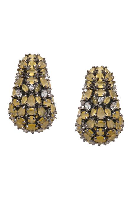 Buy Ruby Raang Yellow Stones Designer Loops Earrings Online at Aza Fashions Buy_Ruby Raang_Yellow Stones Designer Loops Earrings _Online_at_Aza_Fashions