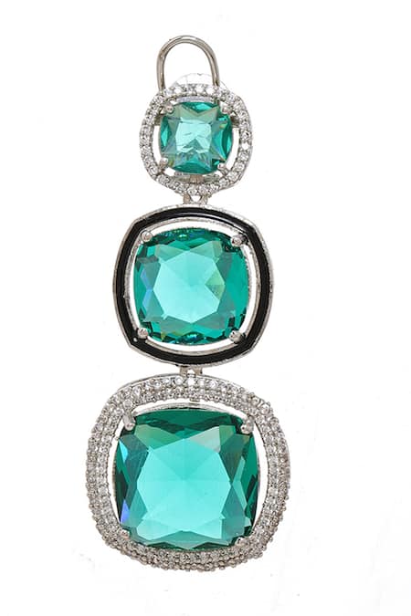 Buy Ruby Raang Green Crystals Long Emerald Earrings Online at Aza Fashions Buy_Ruby Raang_Green Crystals Long Emerald Earrings _Online_at_Aza_Fashions