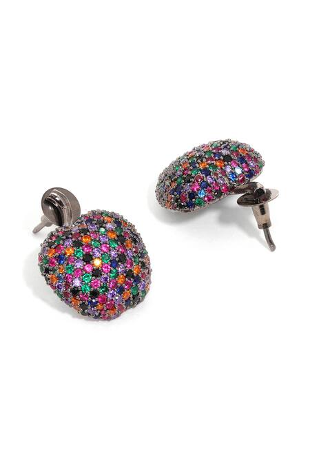 Buy Ruby Raang Multi Color Crystals Apple Stud Earrings Online at Aza Fashions Buy_Ruby Raang_Multi Color Crystals Apple Stud Earrings _Online_at_Aza_Fashions