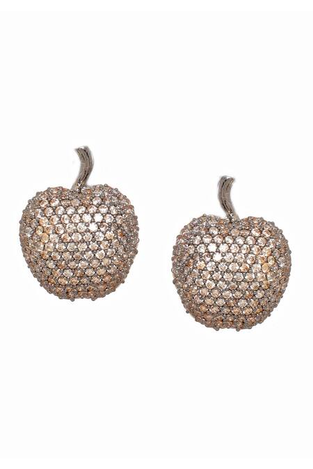 Ruby Raang Gold Plated Rhinestones Apple Champagne Studs Earring Online at Aza Fashions Ruby Raang_Gold Plated Rhinestones Apple Champagne Studs Earring _Online_at_Aza_Fashions