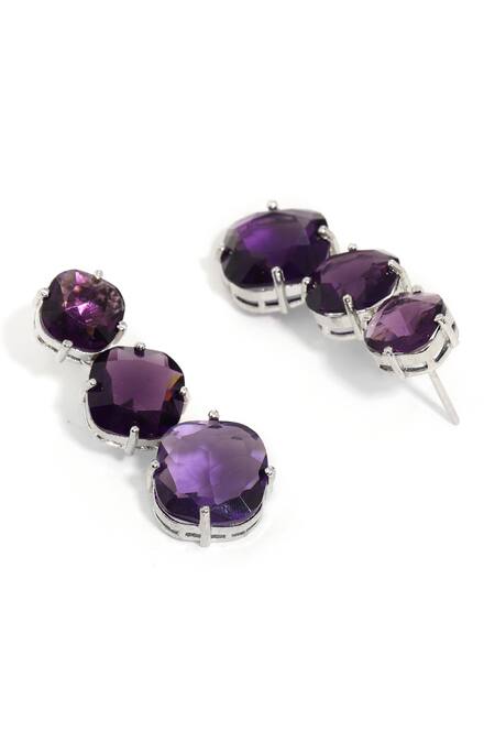 Ruby Raang Blue Imitation Gemstones Purple Designer Earrings Online at Aza Fashions Ruby Raang_Blue Imitation Gemstones Purple Designer Earrings _Online_at_Aza_Fashions