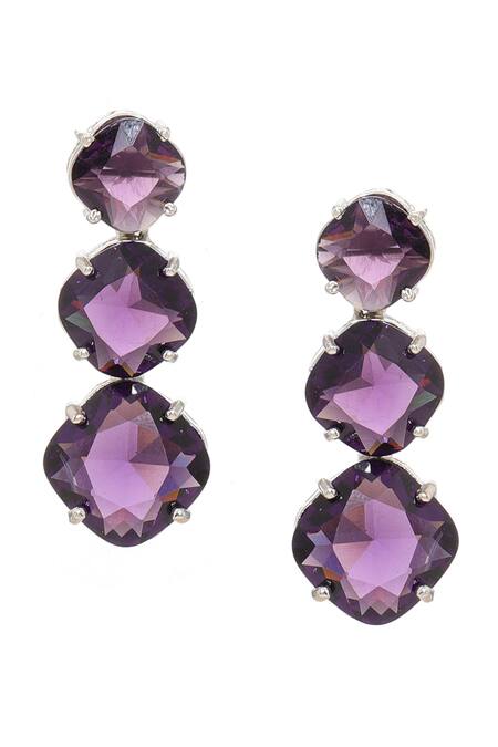 Buy Ruby Raang Blue Imitation Gemstones Purple Designer Earrings Online at Aza Fashions Buy_Ruby Raang_Blue Imitation Gemstones Purple Designer Earrings _Online_at_Aza_Fashions