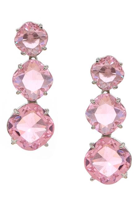 Buy Ruby Raang Pink Crystals Designer Earrings Online at Aza Fashions Buy_Ruby Raang_Pink Crystals Designer Earrings _Online_at_Aza_Fashions