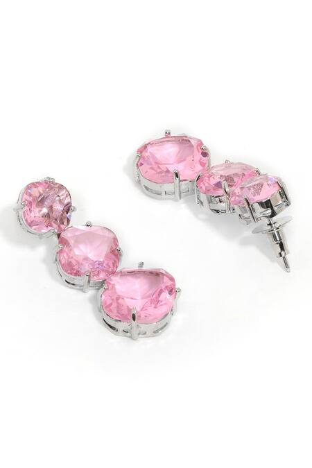 Shop Ruby Raang Pink Crystals Designer Earrings Online at Aza Fashions Shop_Ruby Raang_Pink Crystals Designer Earrings _Online_at_Aza_Fashions