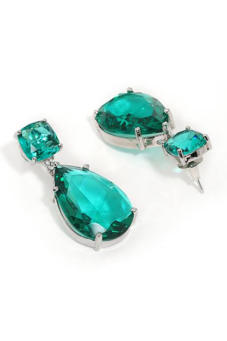 Ruby Raang_Green Doublet Earrings _Online_at_Aza_Fashions