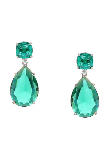 Buy_Ruby Raang_Green Doublet Earrings _Online_at_Aza_Fashions