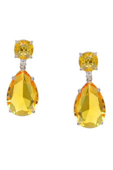 Ruby Raang Yellow Doublet Earrings Online at Aza Fashions Ruby Raang_Yellow Doublet Earrings _Online_at_Aza_Fashions