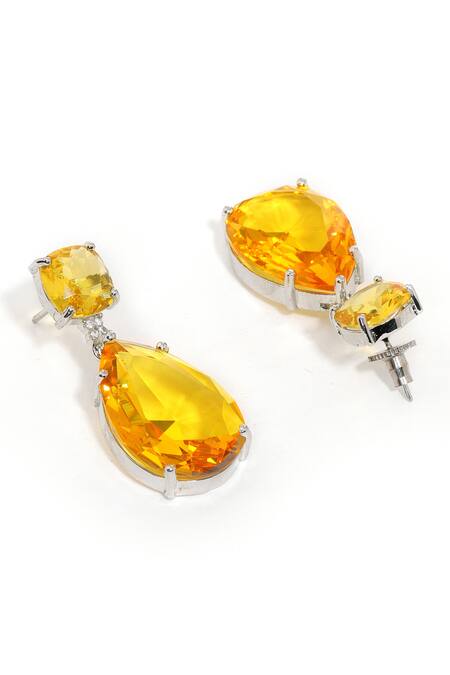 Buy Ruby Raang Yellow Doublet Earrings Online at Aza Fashions Buy_Ruby Raang_Yellow Doublet Earrings _Online_at_Aza_Fashions