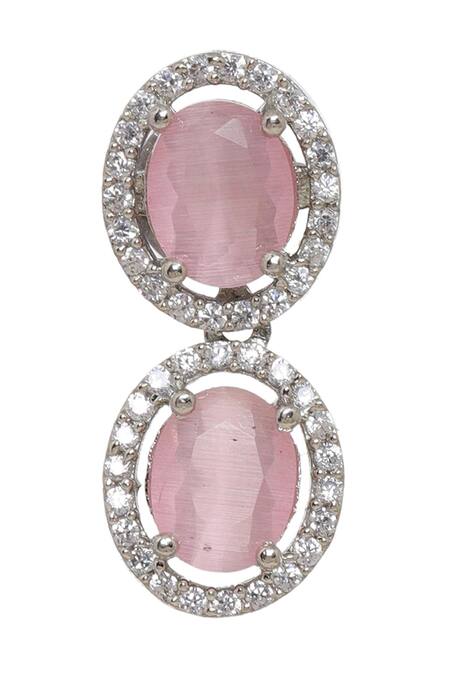 Ruby Raang Pink Rhinestones Designer Necklace And Earring Set at Aza Fashions Ruby Raang_Pink Rhinestones Designer Necklace And Earring Set _at_Aza_Fashions