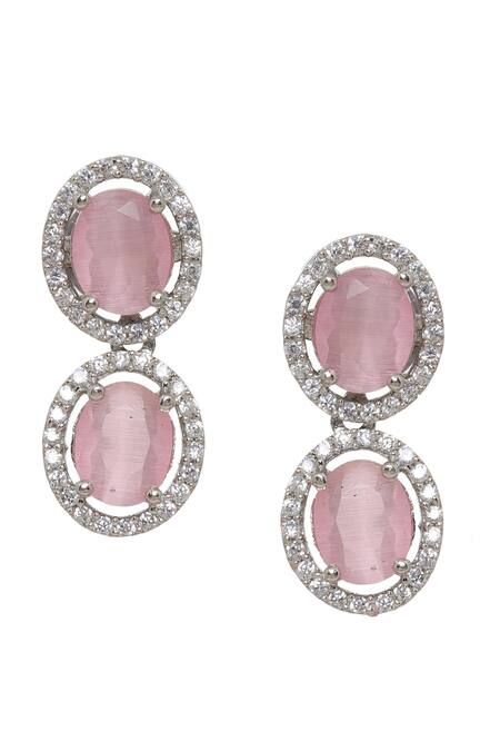 Buy Ruby Raang Pink Rhinestones Designer Necklace And Earring Set Buy_Ruby Raang_Pink Rhinestones Designer Necklace And Earring Set