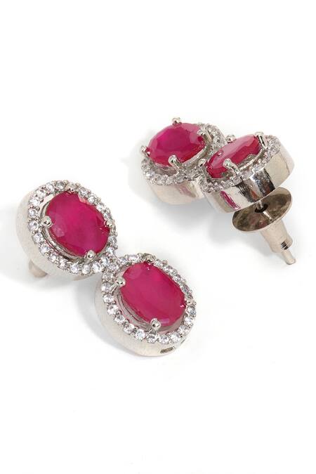 Buy_Ruby Raang_Pink Rhinestones Designer Necklace And Earring Set _Online_at_Aza_Fashions