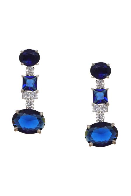 Ruby Raang Blue Crystals, Stones Embellished Necklace Set Online at Aza Fashions Ruby Raang_Blue Crystals, Stones Embellished Necklace Set _Online_at_Aza_Fashions