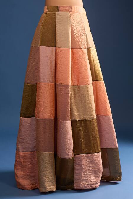 Shop_Naintara Bajaj_Multi Color Brocade, Silk Embroidery Round Neck Lehenga Set _Online_at_Aza_Fashions