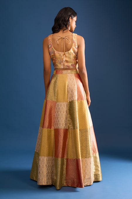 Naintara Bajaj Multi Color Brocade Lehenga Set 