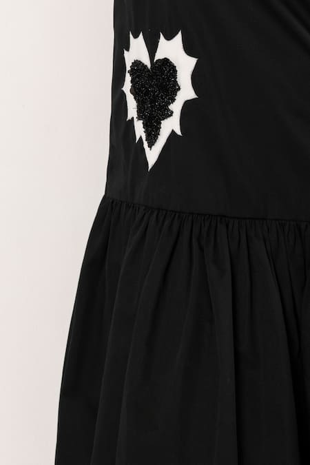 Shop_That Thing You Love_Black Cotton Beads Square Neck Mio Amore Designer Dress _Online_at_Aza_Fashions