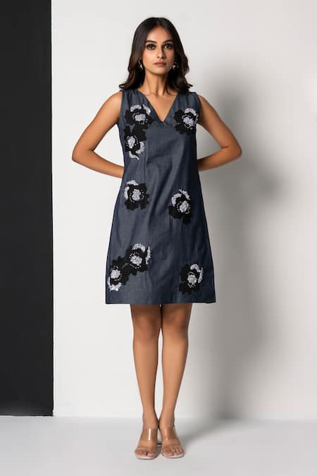 That Thing You Love Belle Fleur Denim Blue Dress 