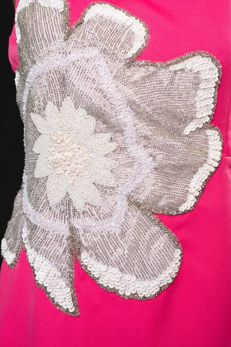 Shop_That Thing You Love_Pink Crepe Sequins Round Neck Cutdana Dress _Online_at_Aza_Fashions