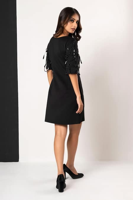 That Thing You Love Beaded Black Neoprene Dress 