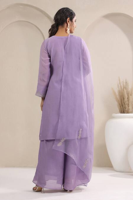 Anshu Wadhwa Mauve Chanderi Kurta Set with Dupatta 