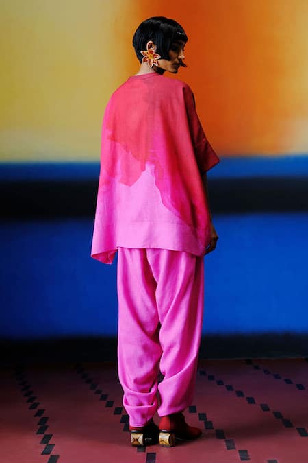 Clos Fuchsia Pink Designer Kaftan & Dhoti Set 