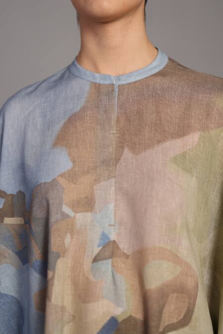 Clos_Round Neck Pastel Blue And Green Designer Dress _Online_at_Aza_Fashions