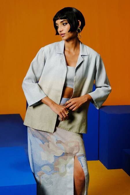 Buy_Clos_Blue Round Neck, Collared Pastel And Green Designer Set _Online_at_Aza_Fashions