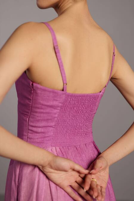 Clos_Pink Keyhole Neck Beetroot And Light Grey Designer Dress _at_Aza_Fashions