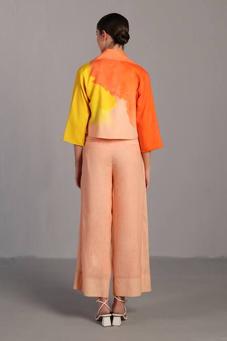 Shop_Clos_Orange Notched Neck, Bright And Yellow Designer Set _at_Aza_Fashions