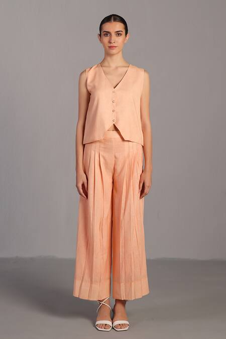 Clos_Orange Notched Neck, Bright And Yellow Designer Set _Online_at_Aza_Fashions