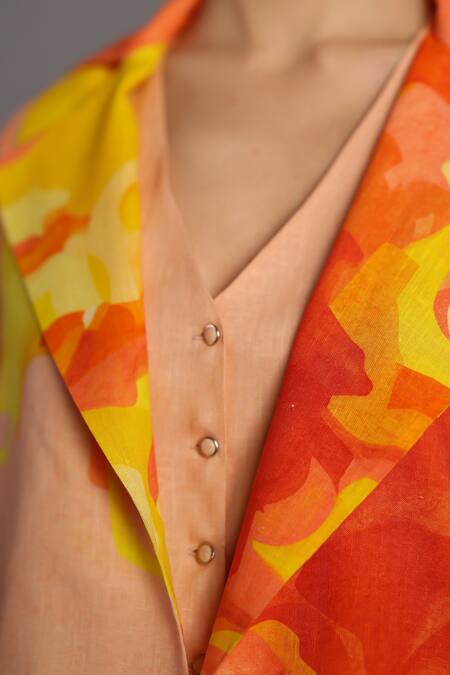 Shop_Clos_Orange Notched Neck, Bright And Yellow Designer Set 